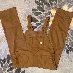 Carhartt Loose Fit Brown Double Front Canvas Bib Overalls NWT